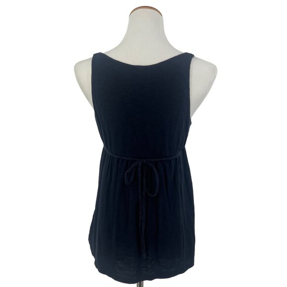 J. Crew Women's Navy Blue Sleeveless Tie Around Faux Wrap Babydoll Top - Picture 4 of 8